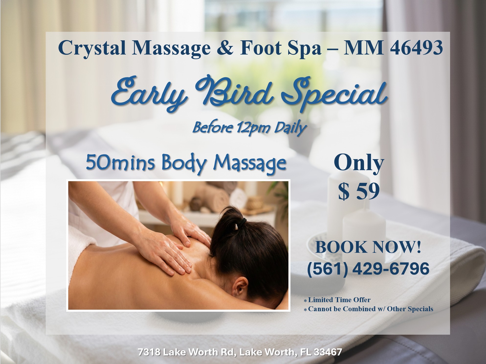 Start Your Day Revitalized! Early Bird Special – Body Massage Only $59